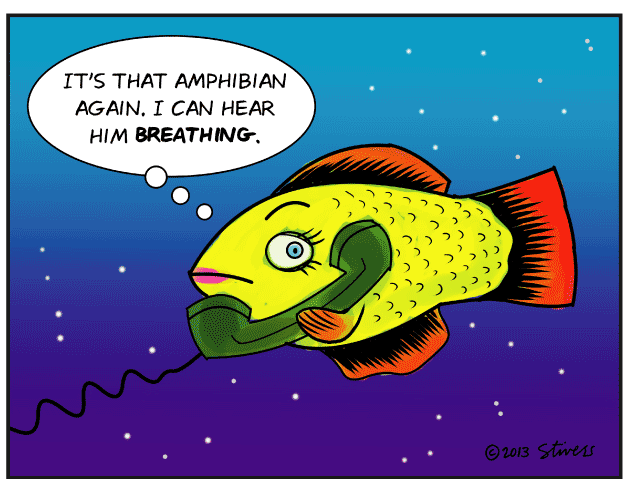 Fish on telephone
