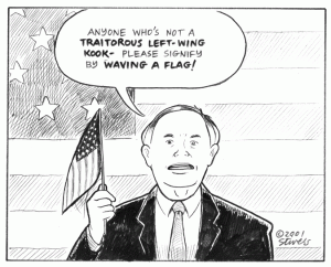 Stivers cartoon 9-29-01 flag waving